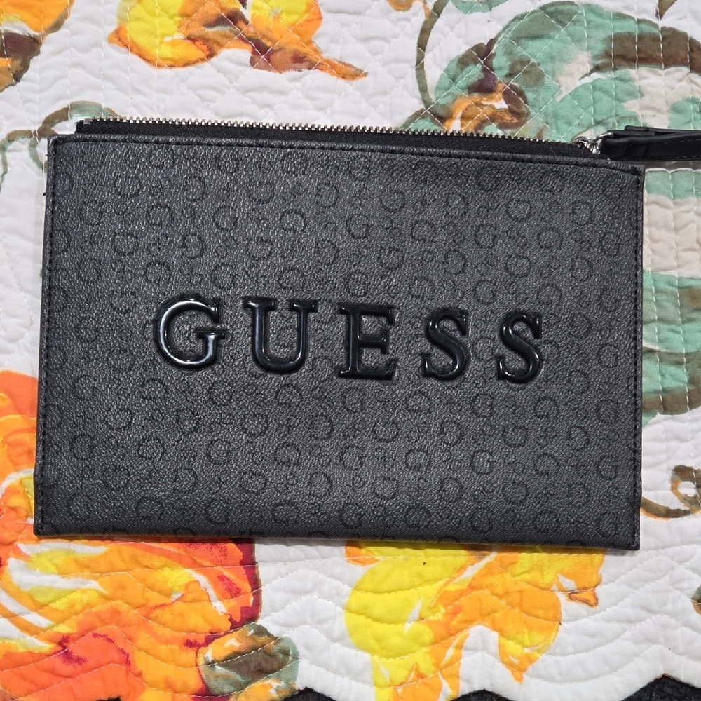 GUESS Embossed Black Pouch